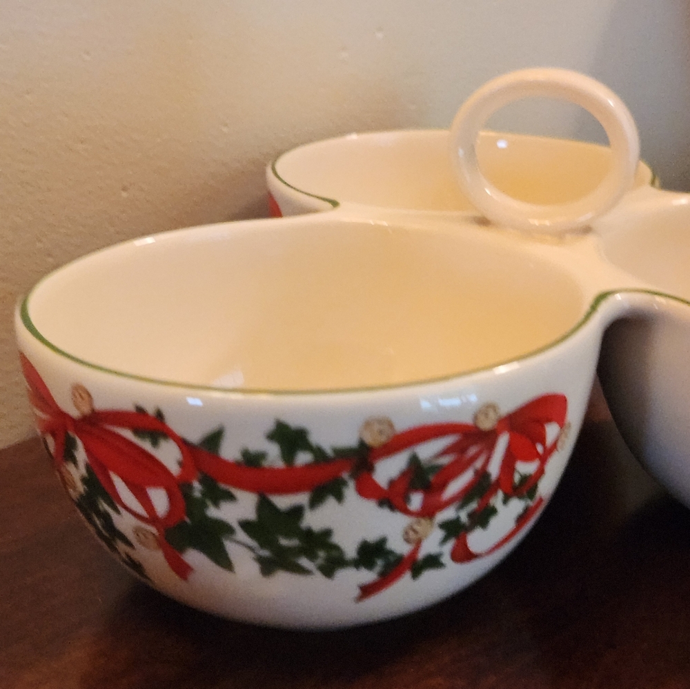 Spode Christmas Tree 3-Part Handled Server - Picture 3 of 6